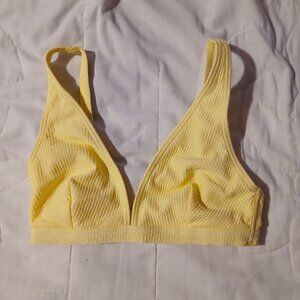 Peek and Beau Women's Fuller Bust  Ribbed Triangle  Bikini Top NWT Lemon